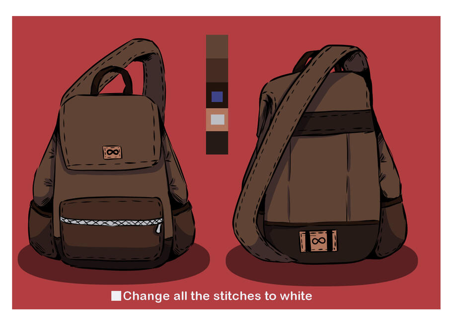 Rustic backpack design for future comic